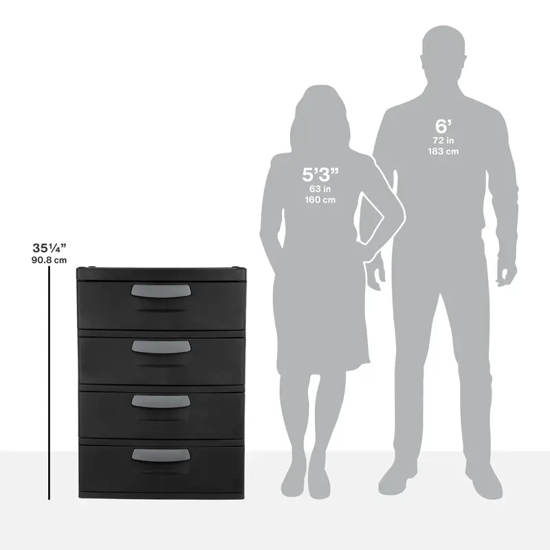 Sterilite 4-Drawer Storage Unit — Heavy-Duty Plastic Organizer for Garage or Basement