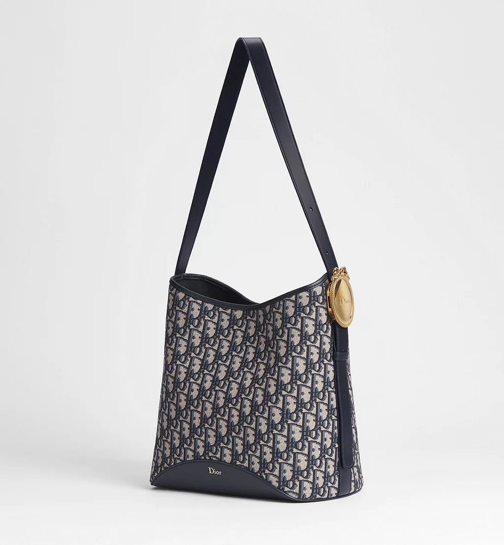 Medium Dior Médaillon Bucket Bag Blue Dior Oblique Jacquard
