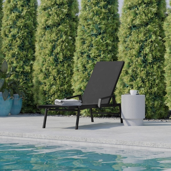 AllWeather Textilene Adjustable Chaise Lounge Chair with Arms