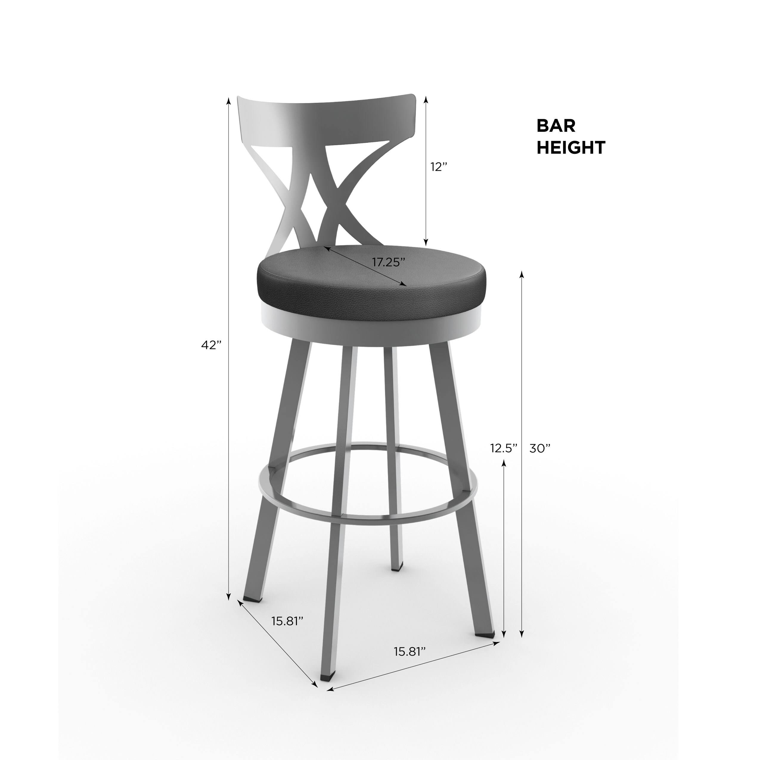 Amisco Washington Swivel 30x22 Bar Stool - Grey Woven Fabric/Black Metal
