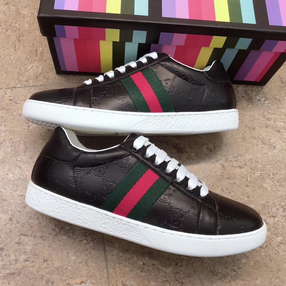 Gucci Ace Black Logo Sneaker 386750 Cwcg0 1070