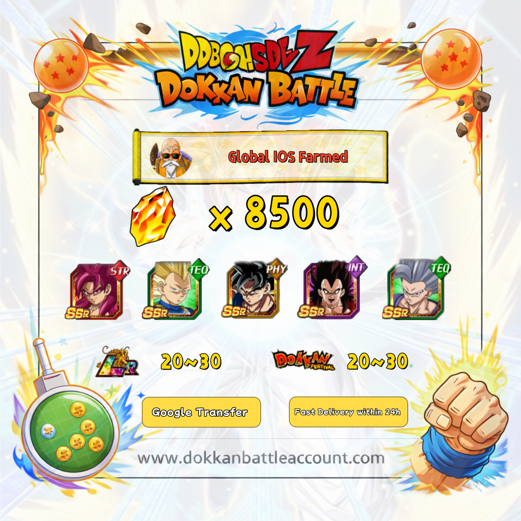 [Global] Dokkan Battle Farmed Account 8500 DS with 11th anniversary cards and beast gohan for IOS