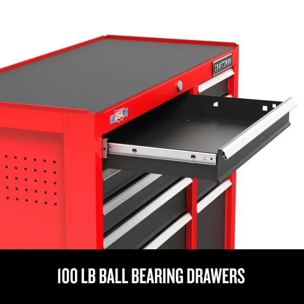 Rolling 5-Drawer Tool Cabinet – 2000 Series, 26″W × 36.5″H, Red Steel Design