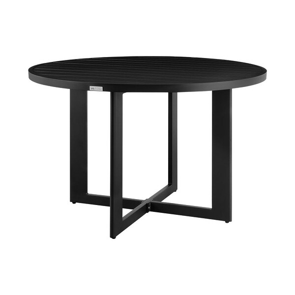 48 Inch Patio Dining Table,Aluminum Frame and Round Tabletop,Black