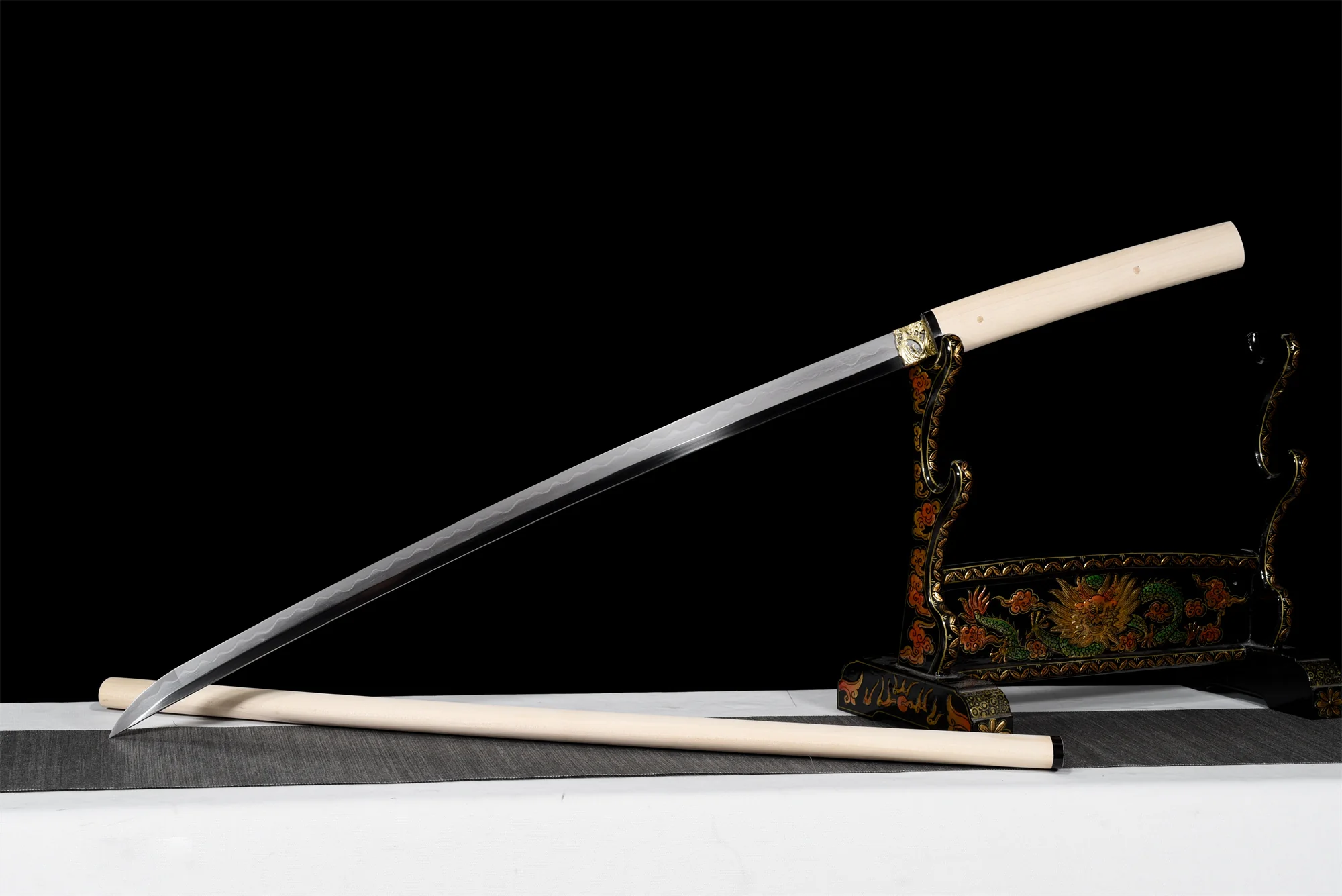 T10 Shirasaya Katana – Real Hamon, Natural Saya, Full Tang