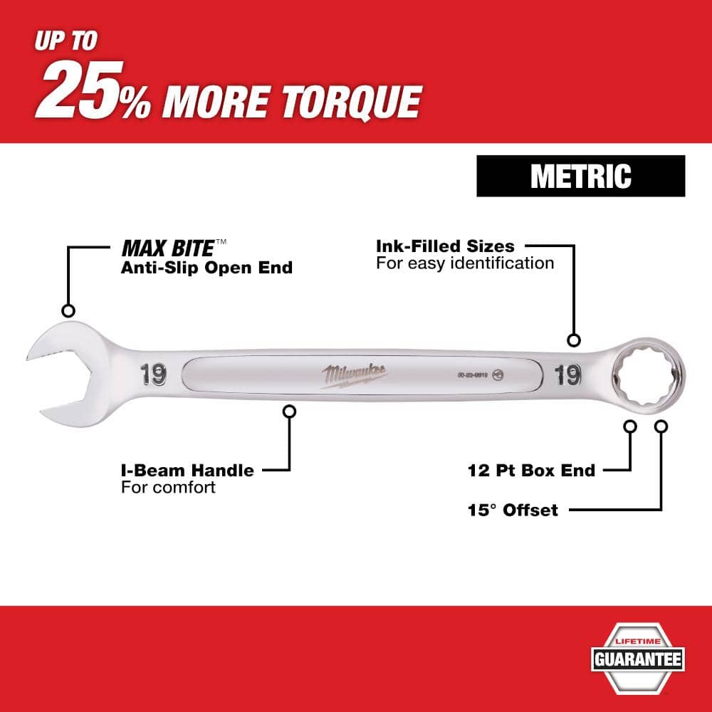 Milwaukee Combination SAE and Metric Wrench Mechanics Tool Set (30-Piece) 48-22-9415-48-22-9515