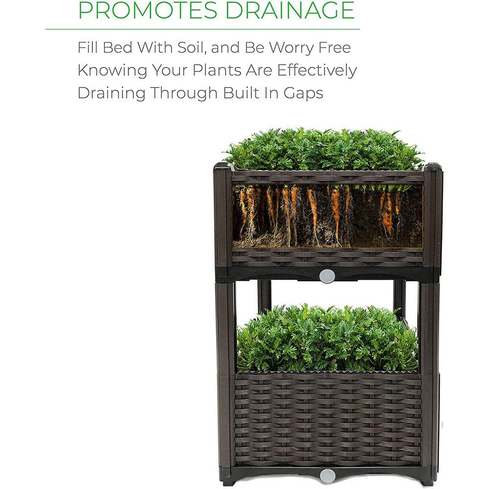 BACKYARD EXPRESSIONS PATIO? HOME? GARDEN Backyard Expressions 16 in. x 16 in. x 18 in. Resin Wicker Elevated Garden Bed 911216