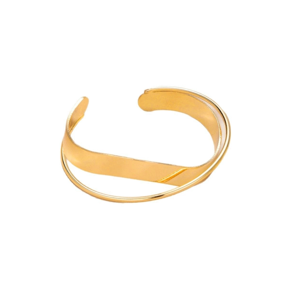 Gold Geometric Open Bangle and Ring Set for Women