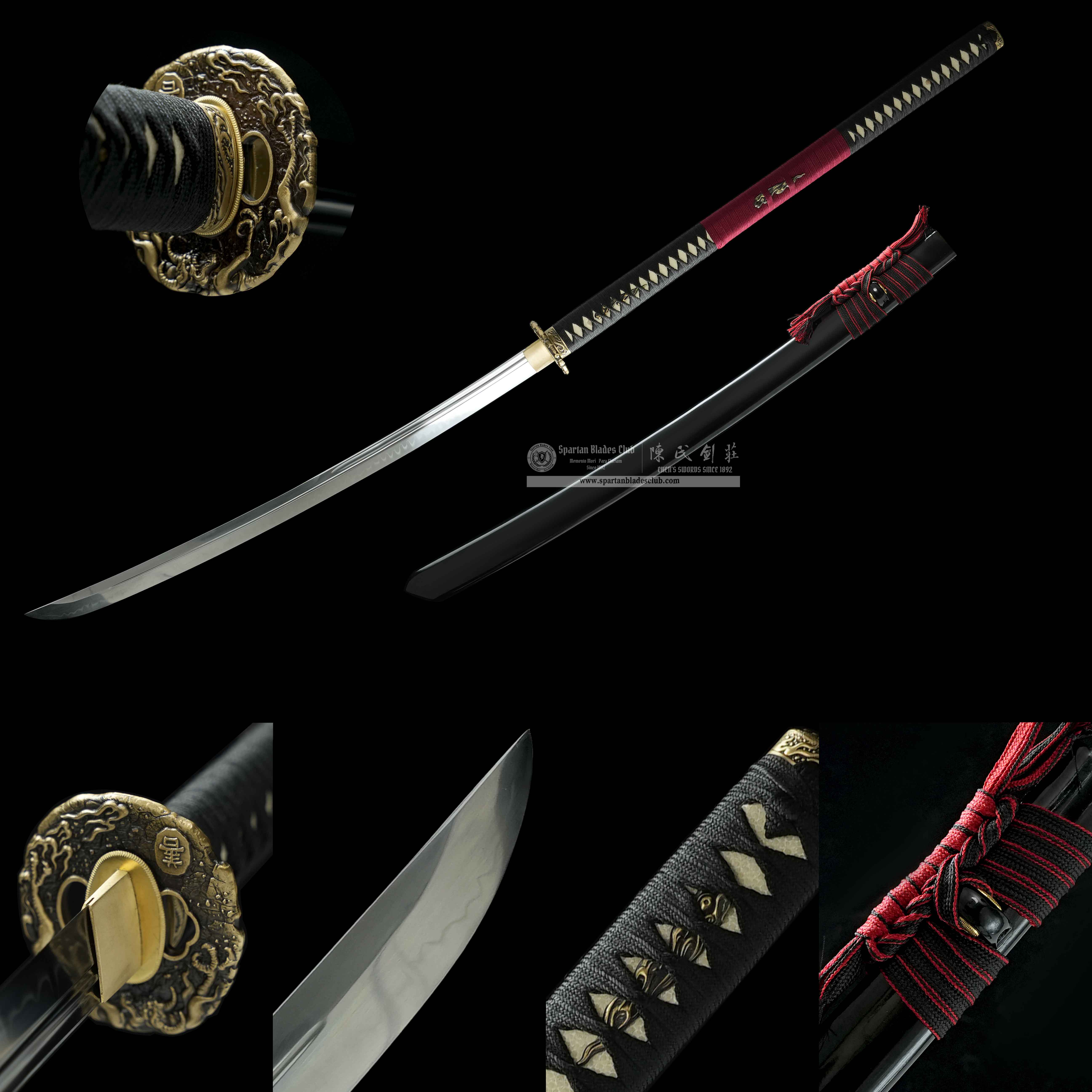 HY193 | Hell-Judgement | Nagamaki | T10 Steel | Clay-tempered | Real Hamon | Black&Red | Battle-Ready | Full-tang | Spartan Blades Club | CHEN'S SWORDS 1892 - Spartan Blades Club - 陳氏劍莊1892