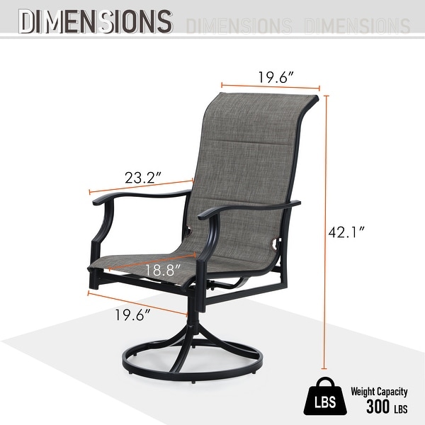 MAISON ARTS 7/8 Pieces Patio Dining Set,Rectangular Black Metal Table with 6 Padded Textilene Fabric Swivel Chairs