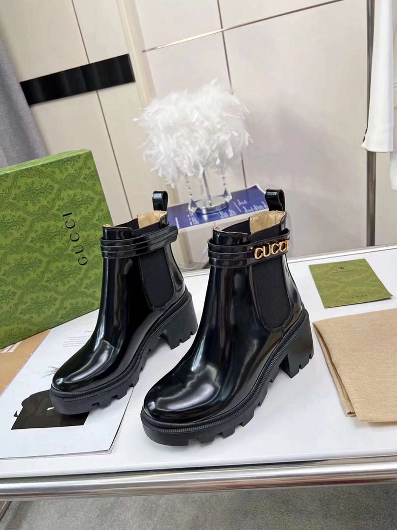 Gucci Mid Heel Boot With Logo Black? 734909 Aabk6 1000