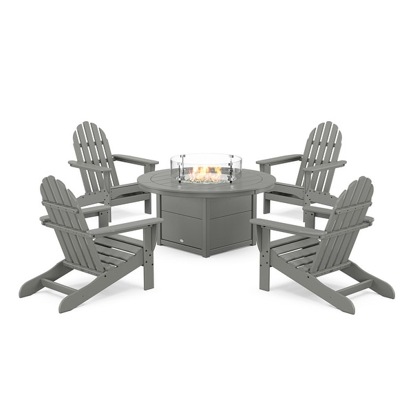POLYWOOD Classic Adirondack 5Piece Conversation Set with Fire Pit Table