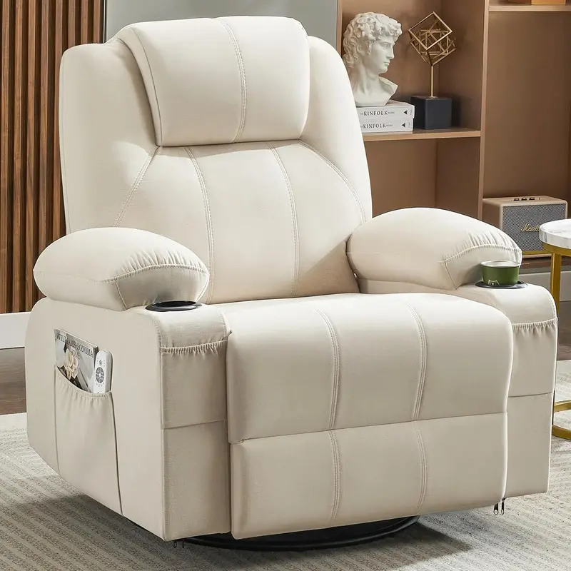 Premium Swivel Rocking Recliner – Heated & Massaging, 360° Rotation, Single-Seat Lounge Sofa