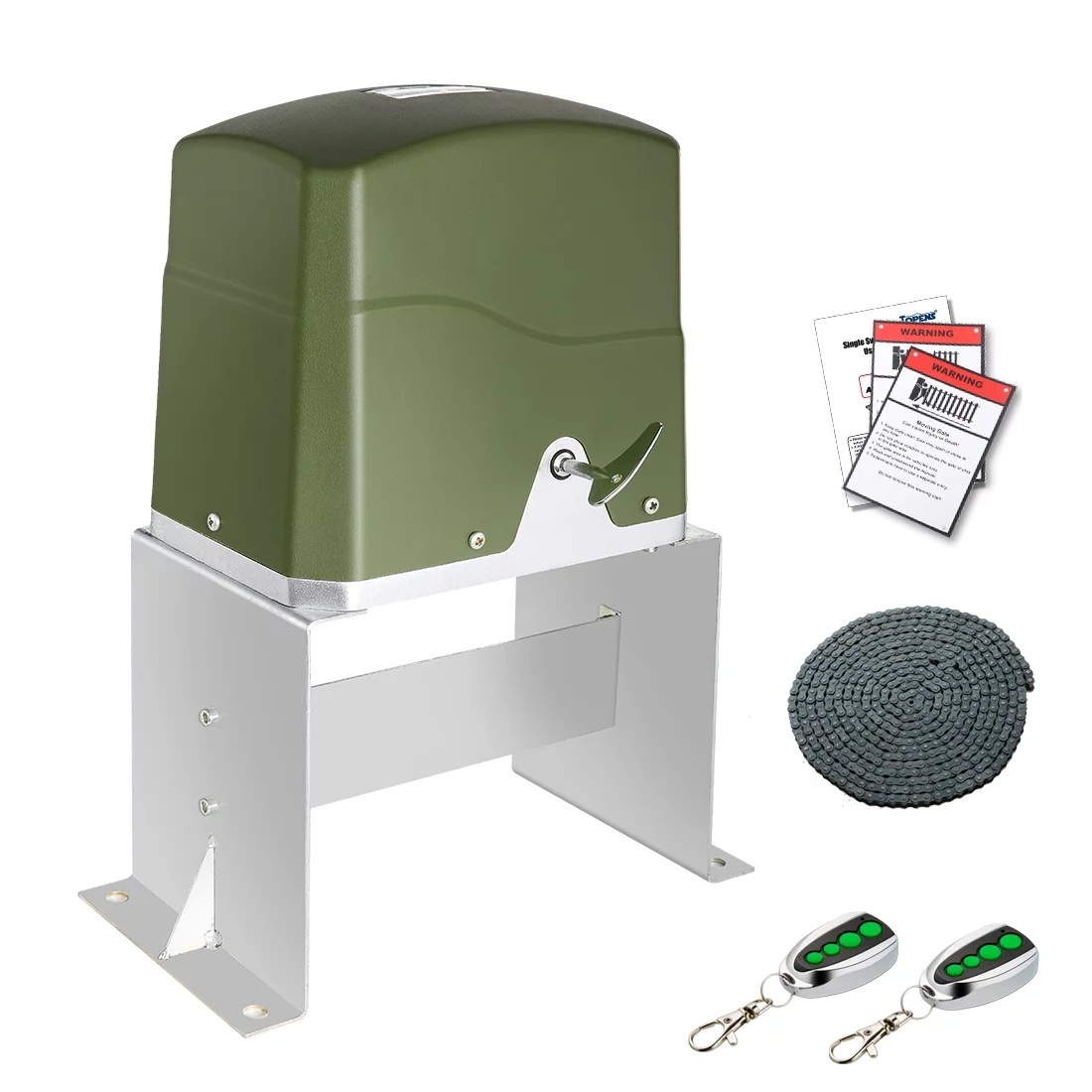 TOPENS CK700 Automatic Sliding Gate Opener Chain Drive Electric Gate Motor for Heavy Driveway Slide Gates Up to 1600 Pounds, Security Gate Operator AC Powered with 20ft Roller Chain and Remote Control