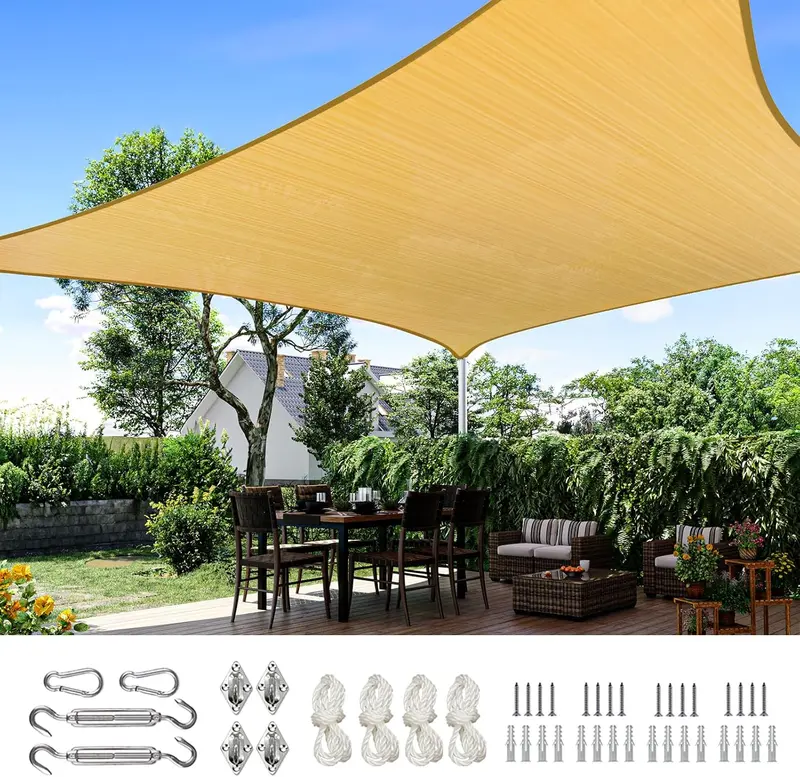 Quictent 20×26 ft Rectangular Sun Shade Sail – 185GSM HDPE, 98% UV Block, White/Grey Dual-Tone