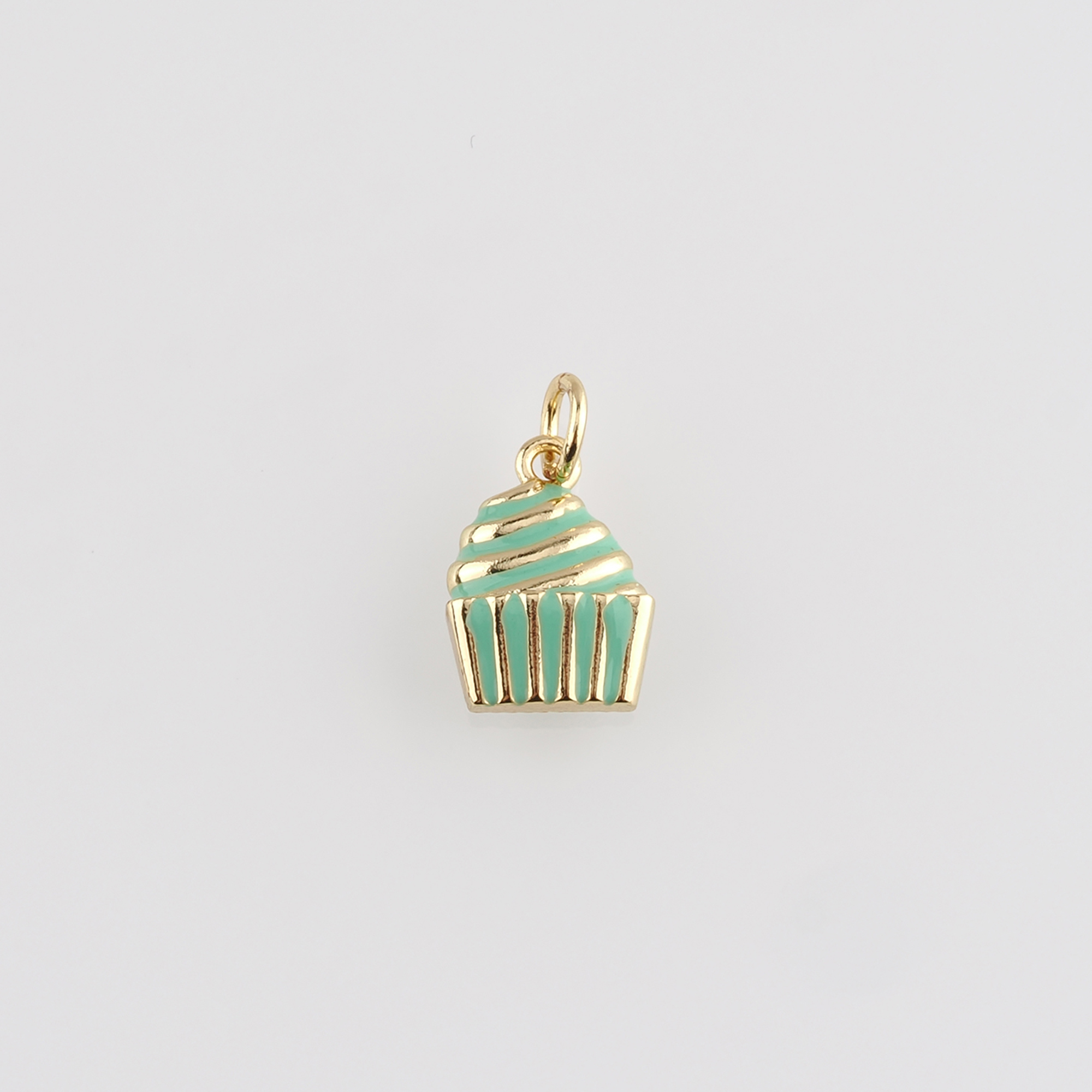 18K Gold Filled Cake Pendant,Enamel Cupcake Charm Earrings Necklace for DIY Jewelry Making Supply