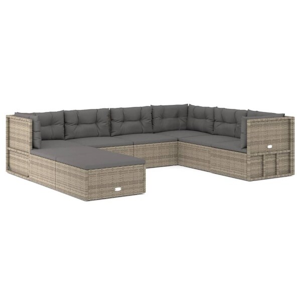 vidaXL 6 Piece Patio Lounge Set with Cushions Gray Poly Rattan