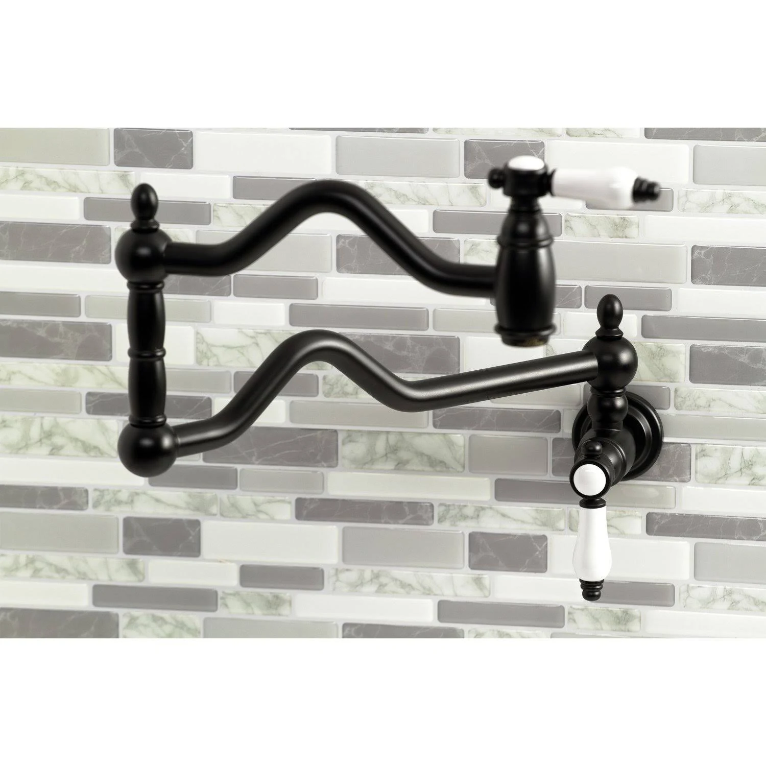 Kingston Brass KS2100BPL Bel Air Wall Mount Pot Filler Matte Black