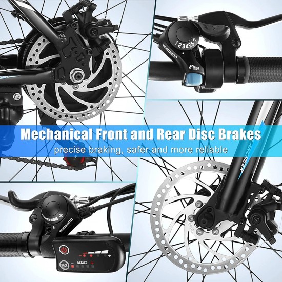 Electric Bike Electric Mountain Bike 350W Ebike 26” Electric Bicycle, 20MPH Adults Ebike with Removable 7.8/10.4Ah Battery, Professional 21 Speed Gears