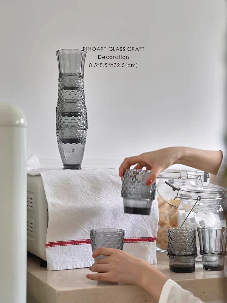 DC208 - Home Decor 4 Pieces! Spanish Relief Crystal Glass Cup 