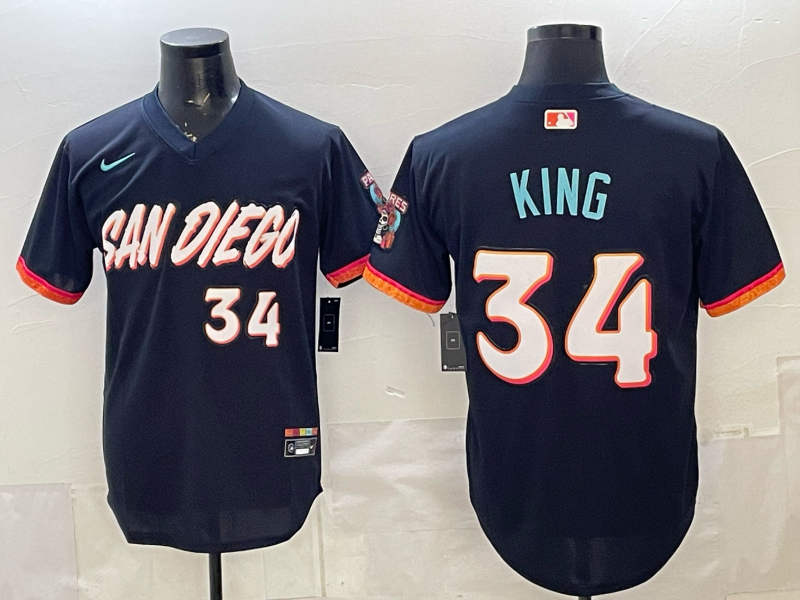 Men's San Diego Padres Tyler King #34 Obsidian 2026 City Connect Stadium Jersey