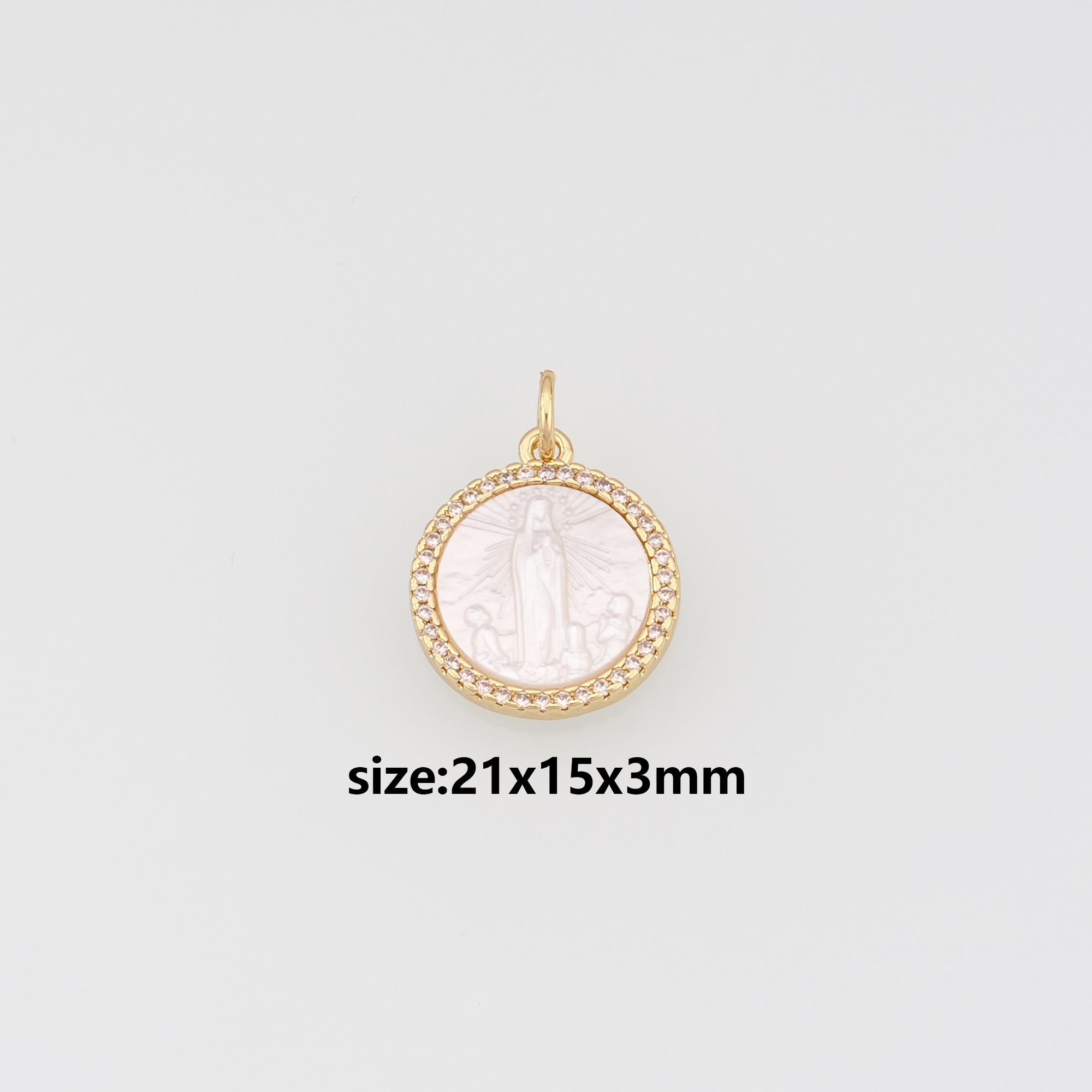 18K Gold Filled Virgin Mary Pendant,CZ Micro Pave Virgin Mary Charm Earrings Necklace for DIY Jewelry Making Supply