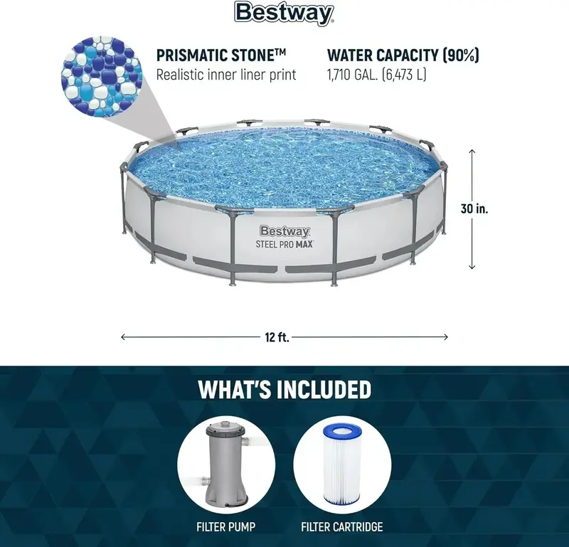 Steel Pro MAX Above-Ground Swimming Pool – 10 ft x 30 in Round Backyard Pool Kit with Durable Frame