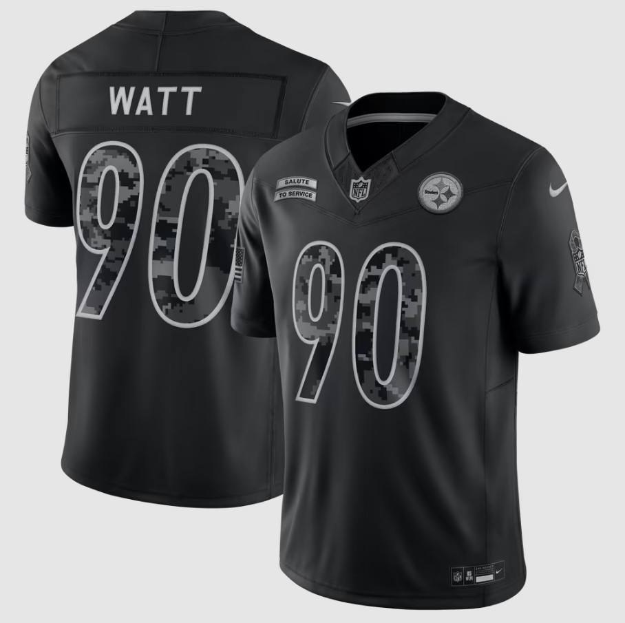 Men's Pittsburgh Steelers T.J. Watt #90 Black 2026 Salute to Service Stitched Limited Jersey