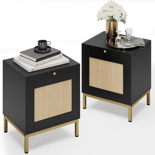 2Pcs Classic Wood Grain Pattern Side End Table