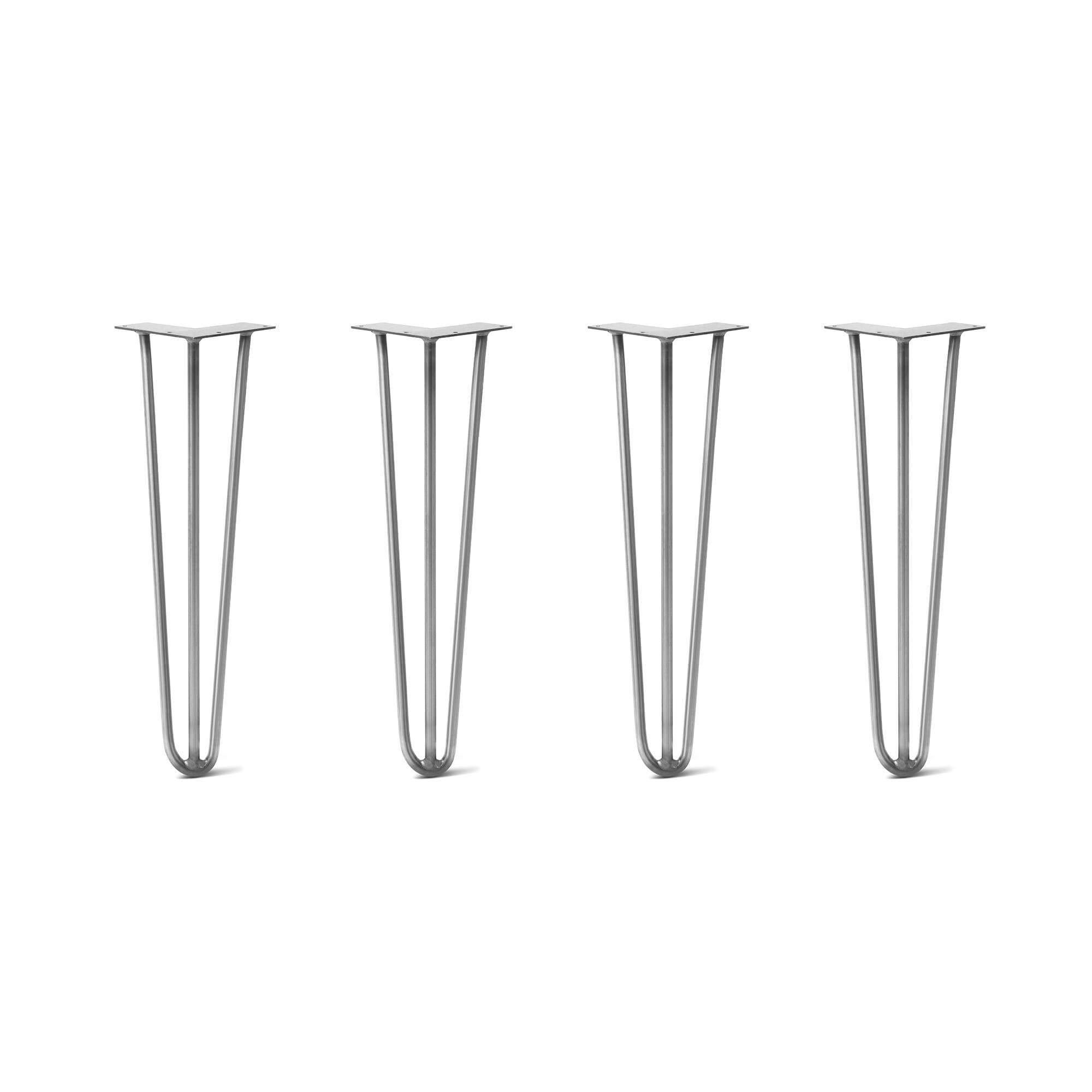 Hairpin Legs Set of 4, 3-Rod Design - Raw Steel, 27x22 / Raw Steel / 1/2x22