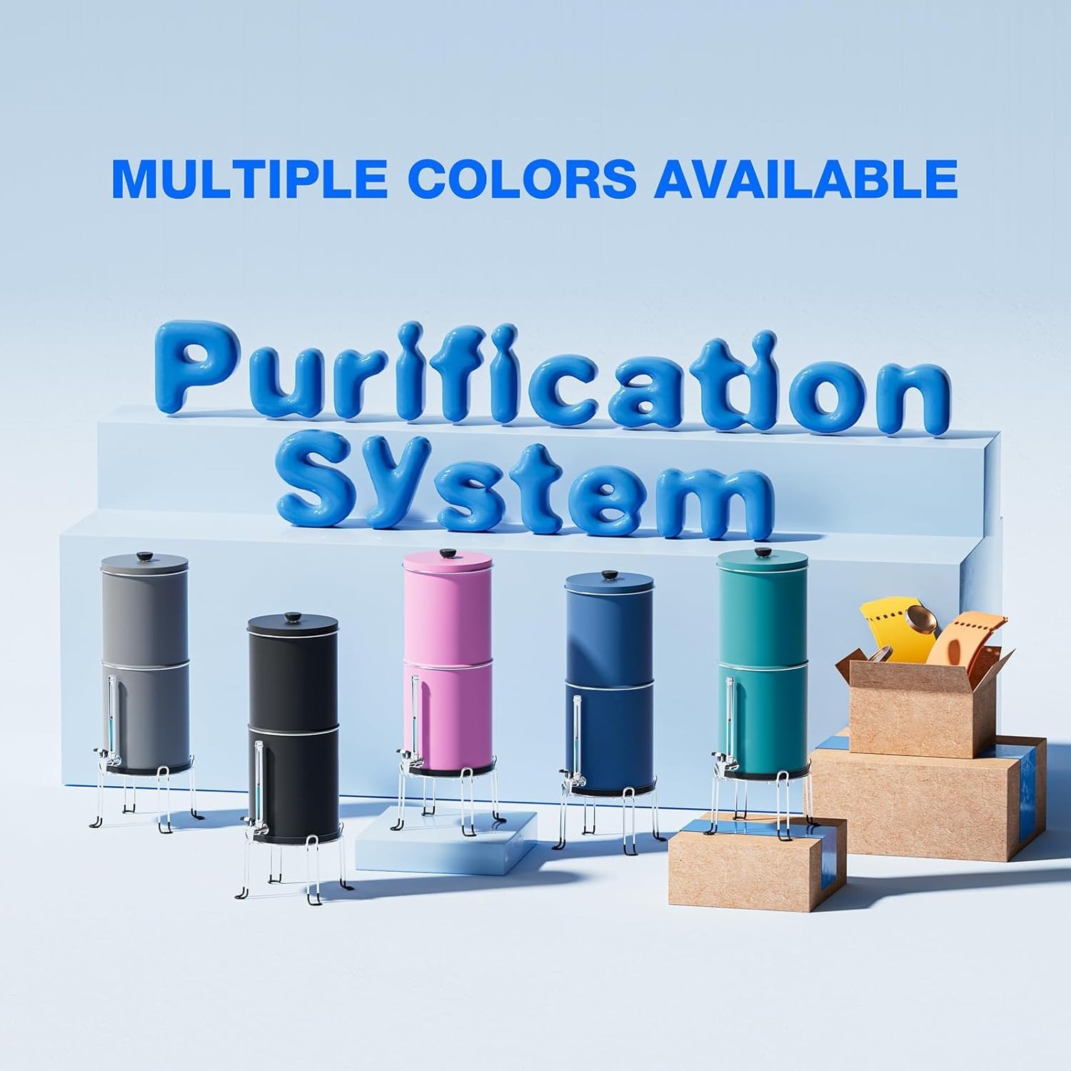 8-Stage 0.01μm Ultra-Filtration Water Filter System, 304 Stainless Steel Countertop System with 4 Filters, Metal Water Level Spigot and Stand, Reduce Fluoride and Chlorine, 2.25G