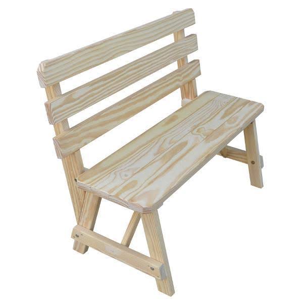Yellow Pine Traditional Backed Bench 4ft / Gray Stain