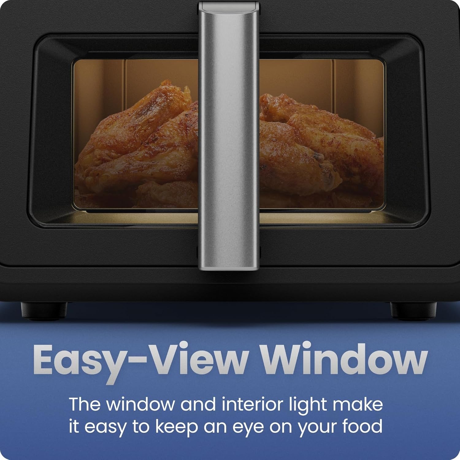 9QT 6-in-1 Air Fryer, 450°F Max Temp, Turbo Air Flow, View Window, Dishwasher Safe Nonstick Basket, 1750W, Matte Black