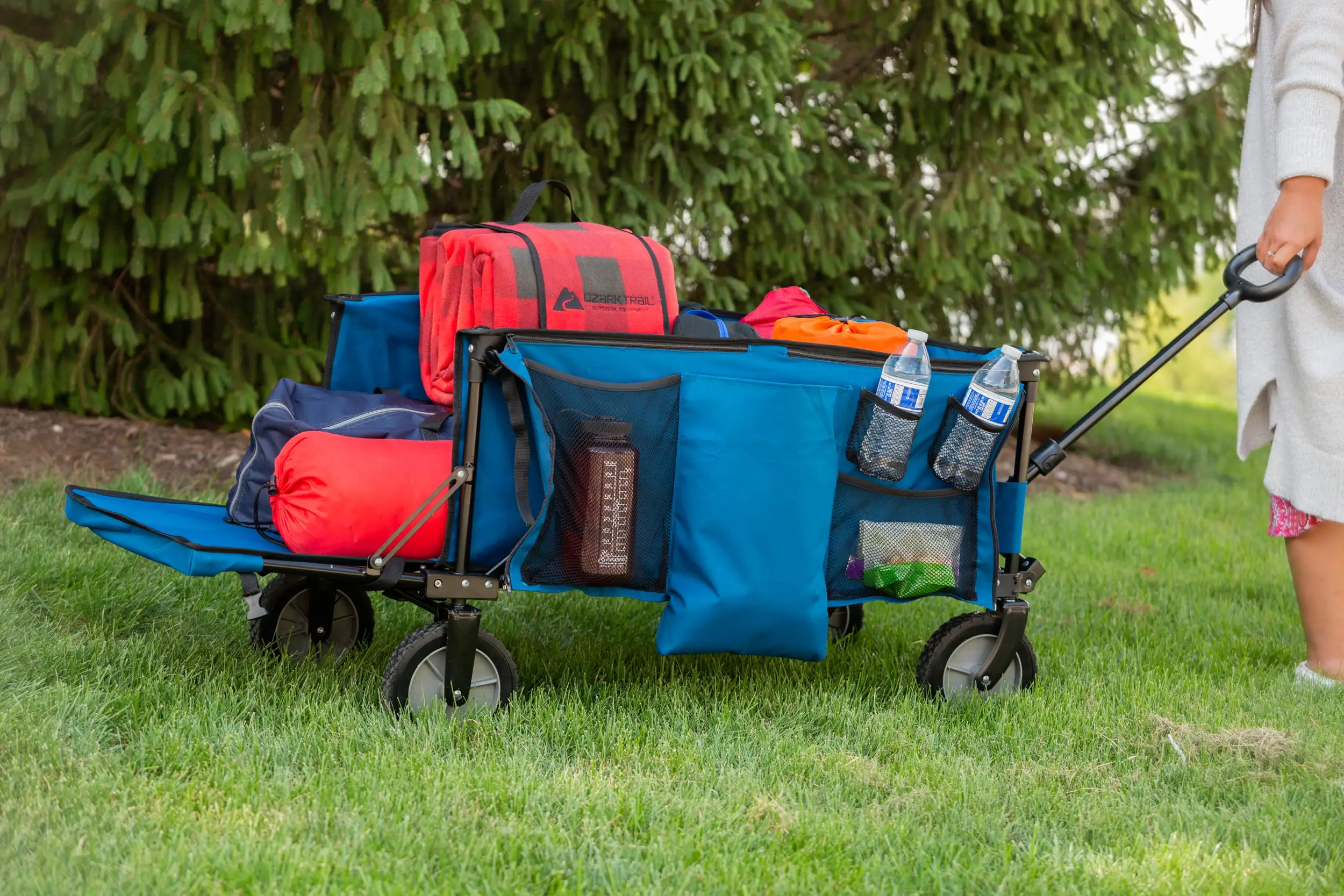 Ozark Trail Quad Folding Camp Wagon with Tailgate, Blue