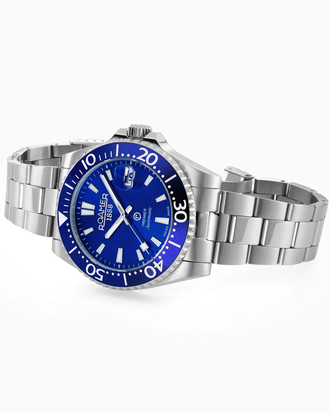 Premier 42 mm Automatic Three-Hand Date Blue Sunray Dial Silver Bracelet Sapphire glass Stainless Steel swiss watch