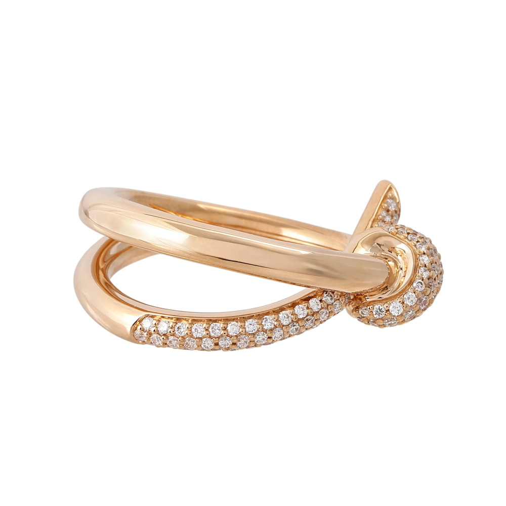 Tiffany & Co. Knot Double Row Ring 18K Rose Gold Diamond 69526284