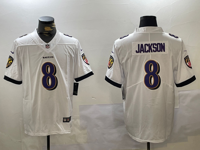 Men's Baltimore Ravens Lamar Jackson White Vapor Limited Jersey