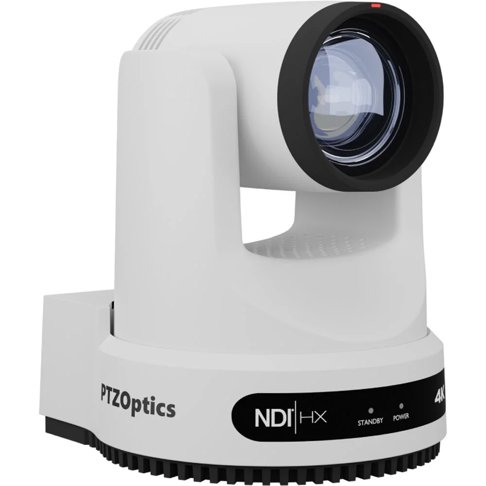 PTZOptics Move 4K SDI/HDMI/USB/IP PTZ Camera with 12x Optical Zoom (White) (PT12X-4K-WH-G3) + Universal Wall Mount (White)