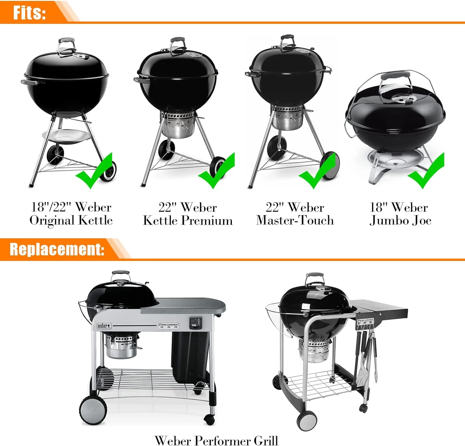 Outdoor Grill Table Cart for Weber Charcoal Grills | Fits 18