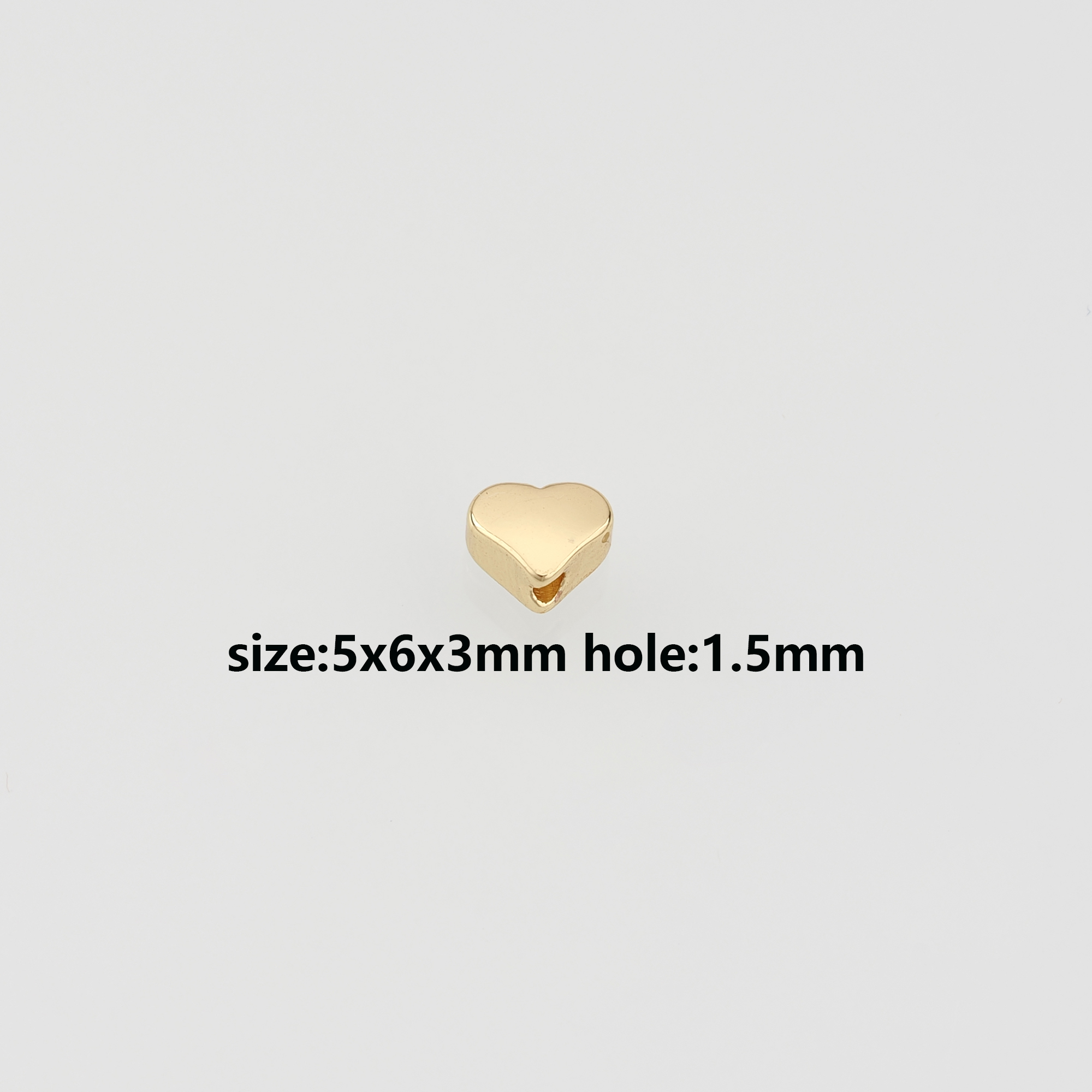 20Pcs 18K Gold Filled Heart Spacer Beads,Heart Bead for Bracelet Jewelry Necklace Making Supply