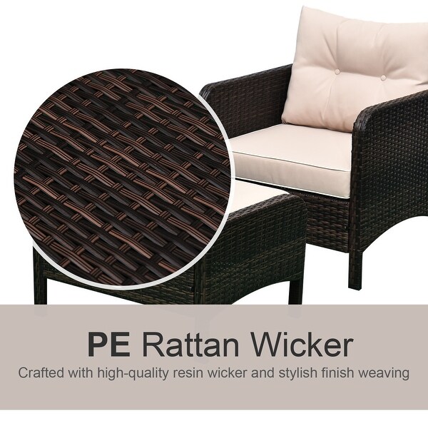 Outsunny 5piece Wicker Patio Chairs,Ottomans,and Coffee Table Set