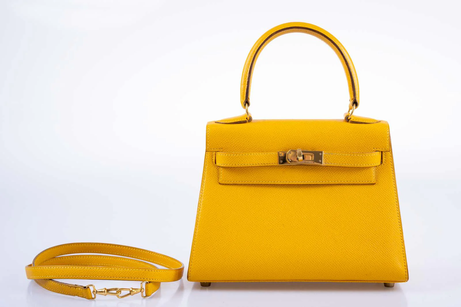 Hermès Mini Kelly 20 Sellier Jaune Courchevel Gold Hardware