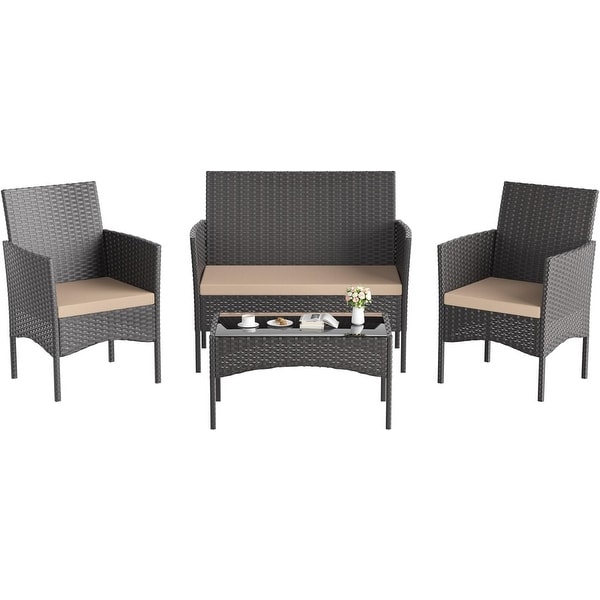 4Piece Conversation Furniture Set,Patio Dining Table and Chair Set