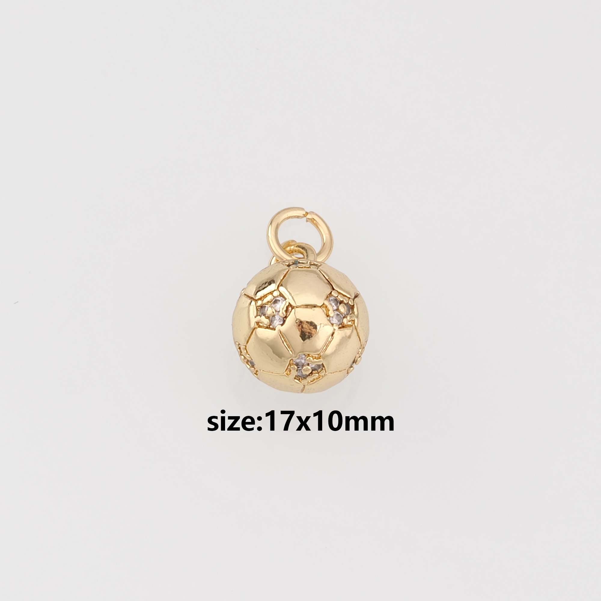 18K Gold Filled Football Pendant,CZ Micro Pave Football Charm Earrings Necklace for DIY Jewelry Making Supply
