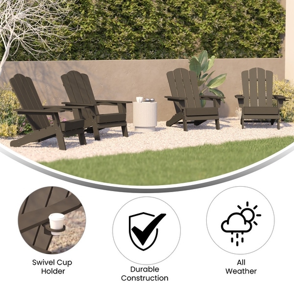 Set of 4 AllWeather Adirondack Chairs with Cupholders