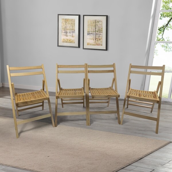 Furniture Slatted Wood Folding Special Event Chair ,Set of 4