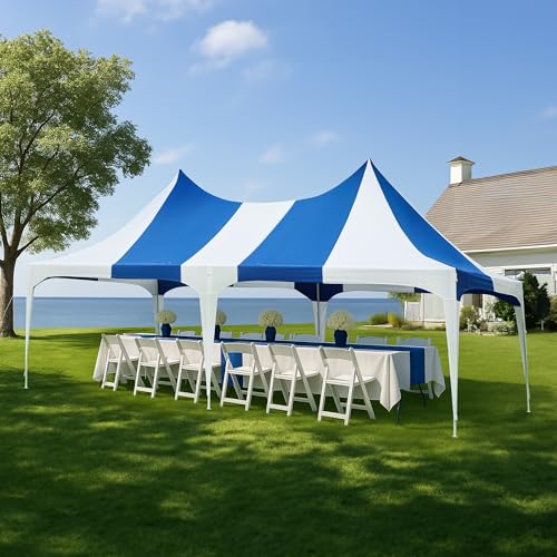EROMMY 26x19ft Party Tent, White Wedding Tent, Decagonal Heavy Duty Canopy with 8 Removable Sidewalls, 8 Church Windows and 2 Pull-Back Doors, Outdoor Gazebo Pavilion Shelter Tent for Party, Event