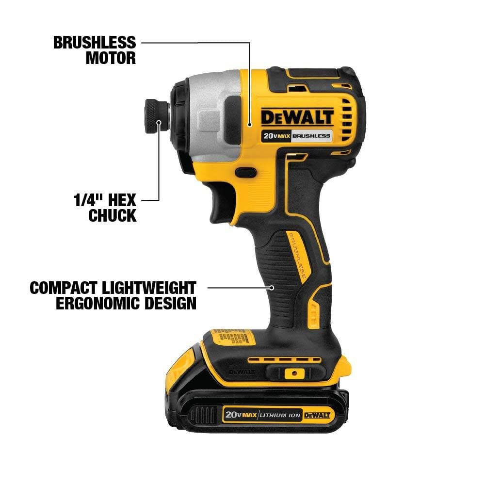 DEWALT 20 V MAX 1/4-in Brushless Impact Driver Kit DCF787C1