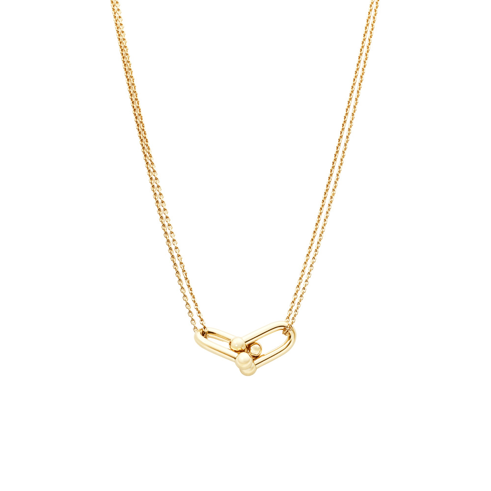 Tiffany & Co. Hardware Double Link Necklace 18K Yellow Gold 63364223