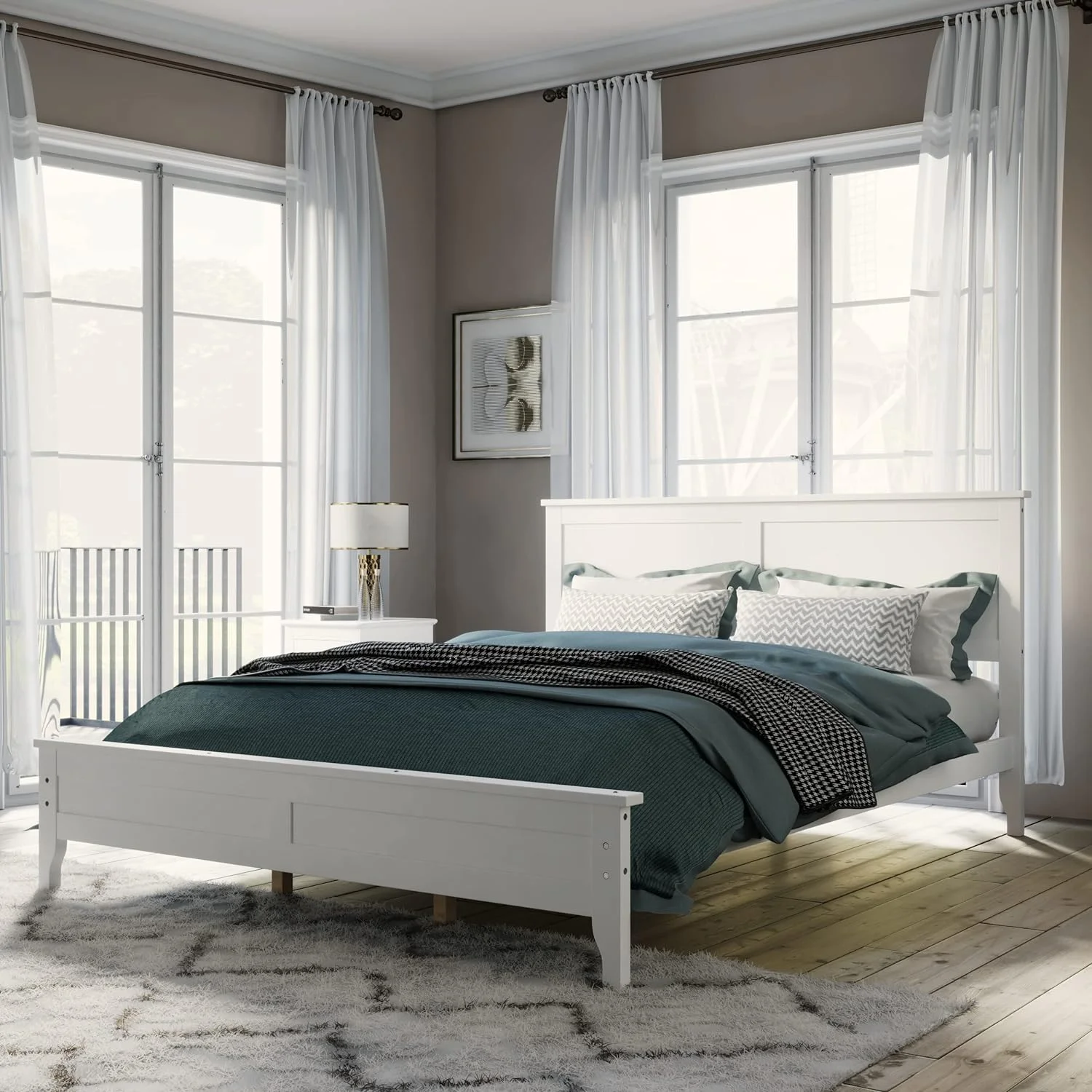 Bedroom Sets, 3 Pieces Bedroom Sets With Queen Size Bed, Nightstand End Table And Dresser, Wood Bedroom Furniture Set (White_Queen, 3 Piece)